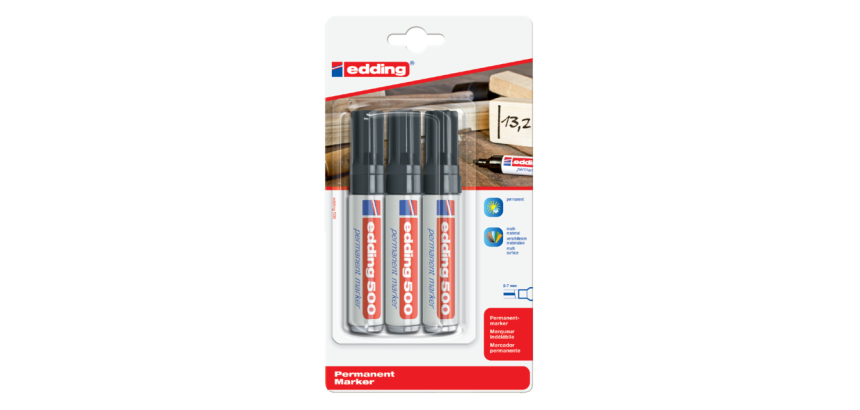 Edding 500 chisel marker 2-7mm black blister pack of 3 pieces