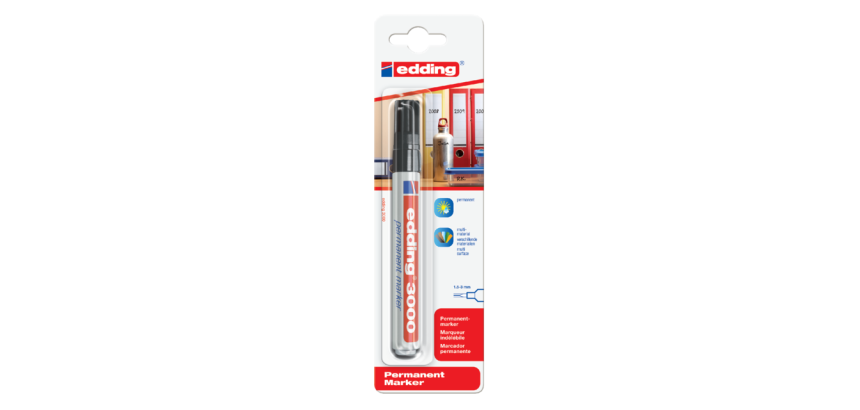 edding 3000 chisel marker 1.5-3mm black in blister pack