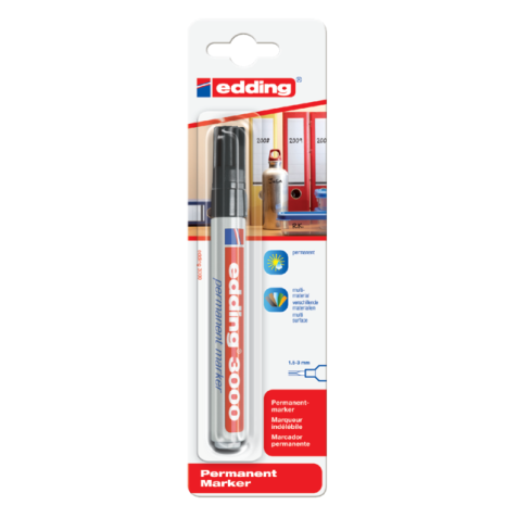 Viltstift edding 3000 rond 1.5-3mm zwart blister à 1 stuk