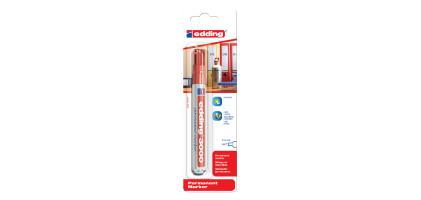 Viltstift edding 3000 rond 1.5-3mm rood blister à 1 stuk
