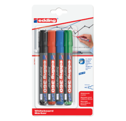 Whiteboardmarker edding 360 rond 1.5-3mm assorti blister à 4 stuks