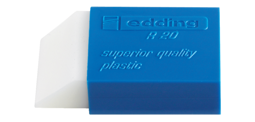 Gomme edding R20 45x 24x10mm blanc Fourreau plastique bleu