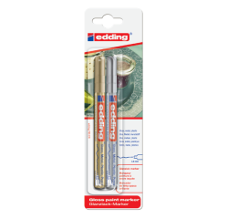 Marqueur peinture edding 780 à base d'huile 0,8mm or/argent blister 2 pièces