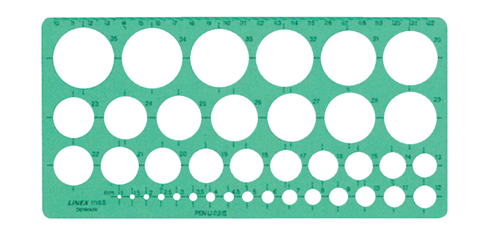 Gabarit de Cercles Linex 39 1-35mm Plots anti-tache vert