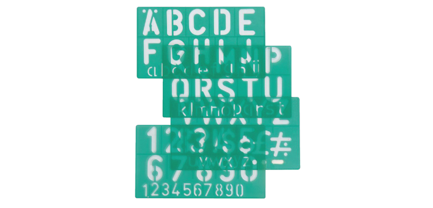 Linex Buchstaben-Schablone 50mm Großbuchstaben, Kleinbuchstaben und Zahlen