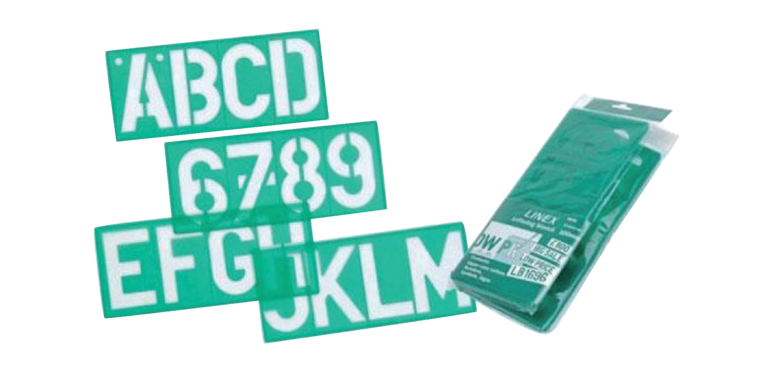Linex Buchstabenschablone 100mm Großbuchstaben, Kleinbuchstaben und Zahlen