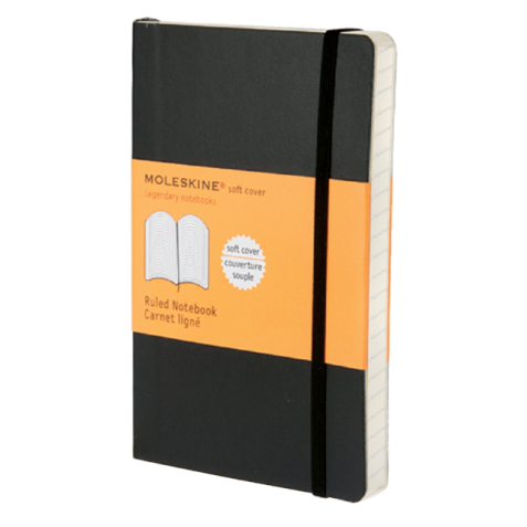 Notitieboek Moleskine pocket 90x140mm lijn soft cover zwart