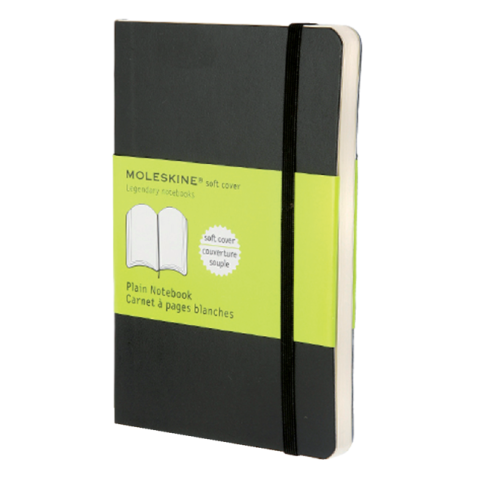 Notitieboek Moleskine pocket 90x140mm blanco soft cover zwart
