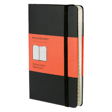 Adresboek Moleskine pocket 90x140mm hard cover zwart