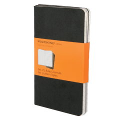 De_libreta moleskine tapa dura rayado horizontal 64 hojas 16 hojas desmontables color negropack de 3 unidades 90x140 mm
