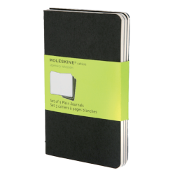 En_libreta moleskine tapa dura liso 64 hojas con 16 hojas desmontables color negro pack de 3 unidades 90x140 mm