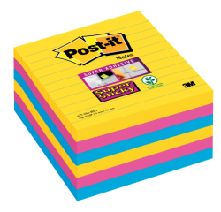 Memoblok Post-it 675 Super Sticky 101x101mm lijn Rio 6 stuks