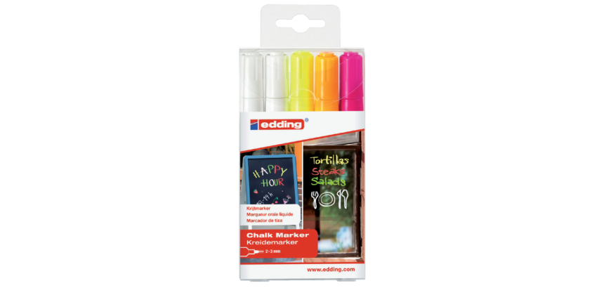Edding 4095 chalk marker bullet 2-3mm assorted case 5 pieces