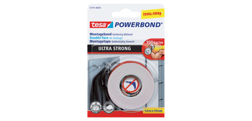 Ruban adhésif tesa® Powerbond Ultra Strong double face 1,5mx19mm blanc