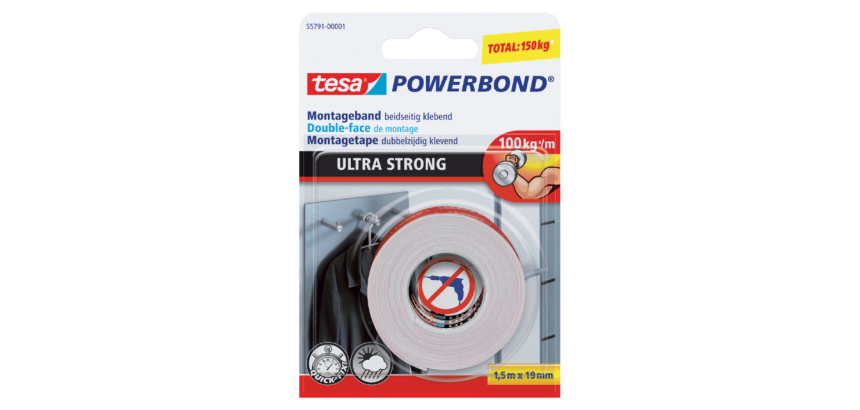 Plakband tesa® Powerbond Ultra Strong dubbelzijdig 1,5mx19mm wit