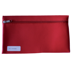 Trousse scolaire à zip 15x26cm simili rouge vif