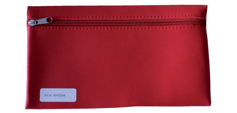 15x26cm bright red faux leather zip school pouch