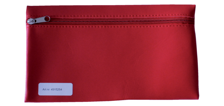 15x26cm bright red faux leather zip school pouch
