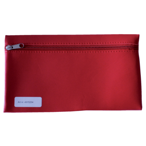 Trousse scolaire à zip 15x26cm simili rouge vif