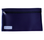 Trousse scolaire à zip 15x26cm simili bleu foncé