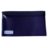 Trousse scolaire à zip 15x26cm simili bleu foncé