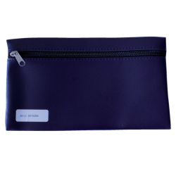 Trousse scolaire à zip 15x26cm simili bleu foncé