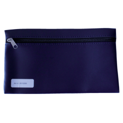 Trousse scolaire à zip 15x26cm simili bleu foncé