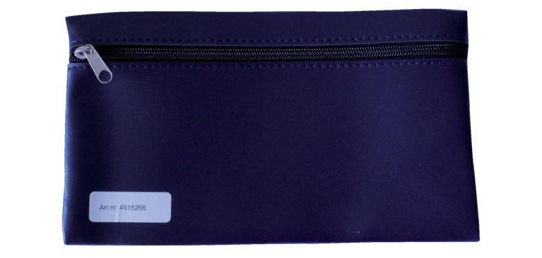 Trousse scolaire à zip 15x26cm simili bleu foncé
