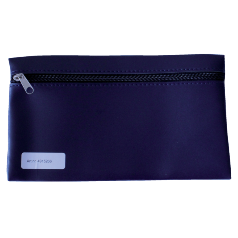 Trousse scolaire à zip 15x26cm simili bleu foncé