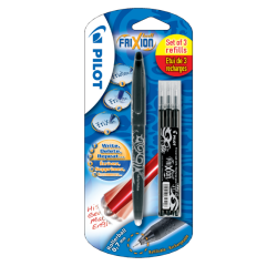 Roller PILOT FriXion Medium noir 1 pièce + 3 recharges