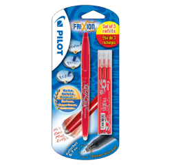 Rollerpen PILOT friXion medium rood blister à 1 stuk + 3 vullingen