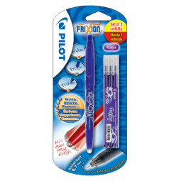 Rollerpen PILOT friXion medium paars blister à 1 stuk + 3 vullingen