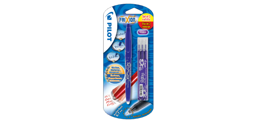 PILOT FriXion Medium Rollerball Pen Purple 1 piece + 3 refills