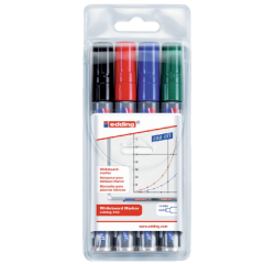Marqueur tableau blanc edding 250 ogive 1,5-3mm assorti étui 4 pièces