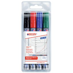 Viltstift edding 250 whiteboard rond 1.5-3mm assorti etui à 4 stuks