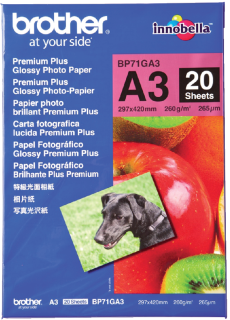 Brother BP71GA3 Papier photo brillant premium plus 20 feuilles A3 - 297x420  mm