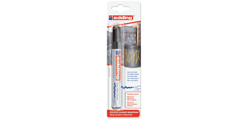 Marqueur peinture edding 750 à base d'huile 2-4mm noir blister 1 pièce
