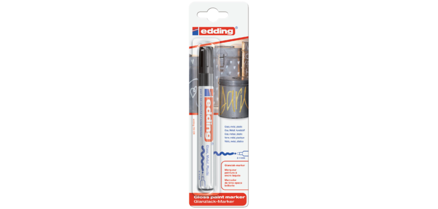 Marqueur peinture edding 750 à base d'huile 2-4mm noir blister 1 pièce