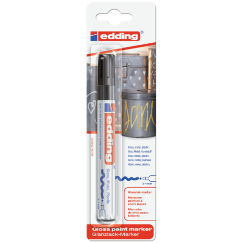 Viltstift edding 750 lakmarker rond 2-4mm zwart blister à 1 stuk