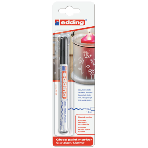 Viltstift edding 751 lakmarker rond 1-2mm zwart  blister à 1 stuk