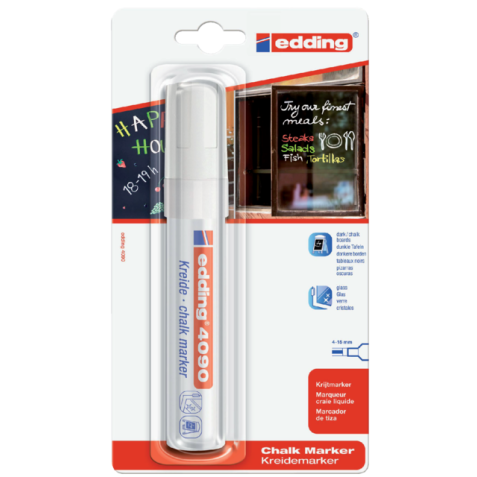 Marqueur Vitre edding 4090 biseauté 4-15mm blanc blister