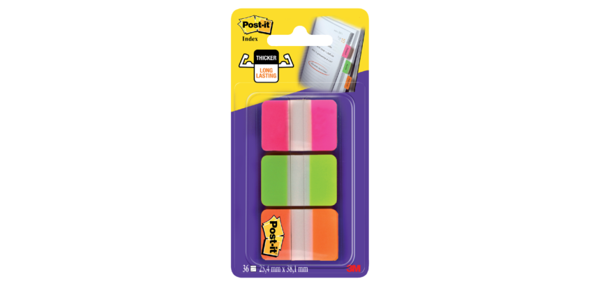 Marque-pages Post-it 686GOT 25,4x38mm strong assorti