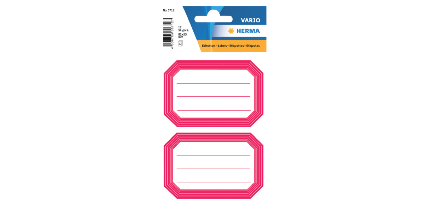 HERMA Heftetikett 5712 82x55mm roter Rand 12 Stück