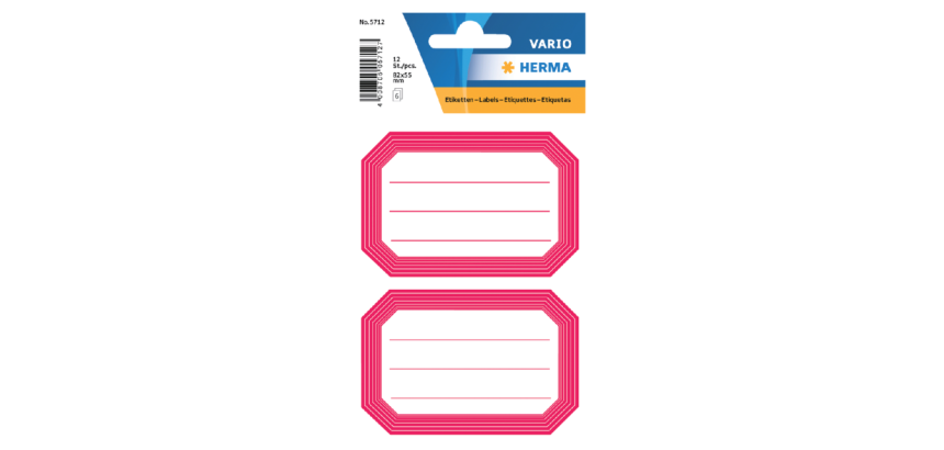 Etiket HERMA 5712 82x55mm schrift rode rand 12 stuks