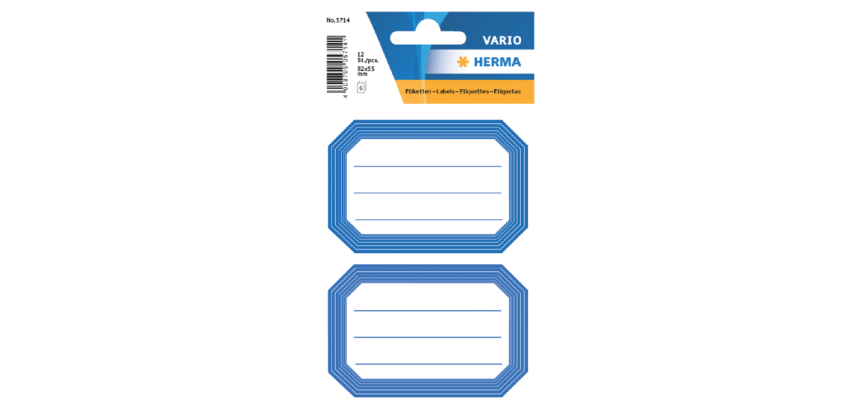 Etiket HERMA 5714 82x55mm schrift blauwe rand 12 stuks