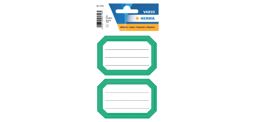 Etiket HERMA 5716 82x55mm schrift groene rand 12 stuks