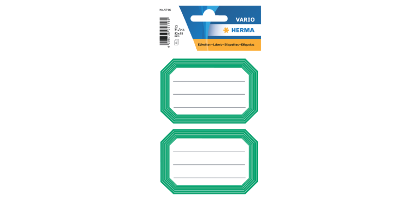 HERMA 5716 Heftetikett 82x55mm grüner Rand 12 Stück