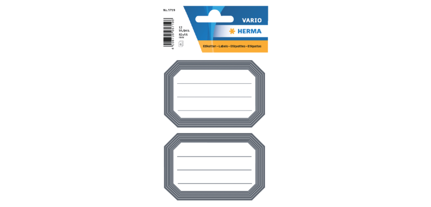 Etiquette cahier HERMA 5719 82x55mm cadre gris 12 pièces