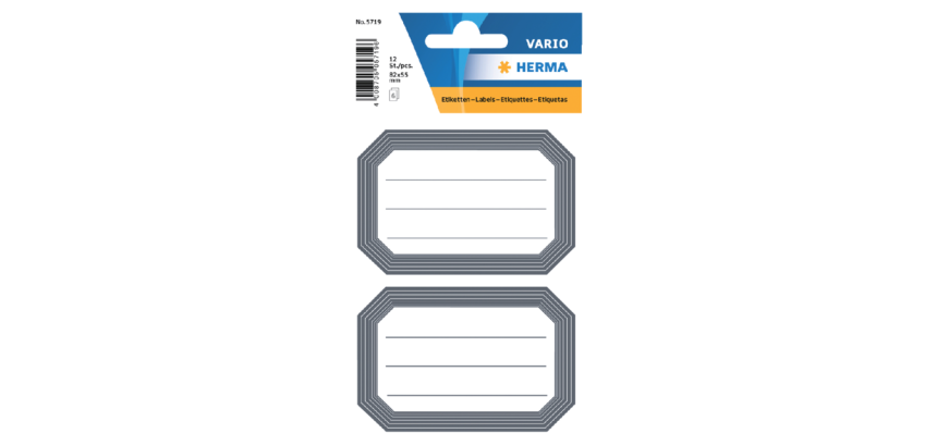 Etiquette cahier HERMA 5719 82x55mm bord gris 12 pièces