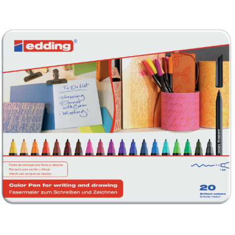 Fineliner edding 1200 fijn assorti blik à 20 stuks